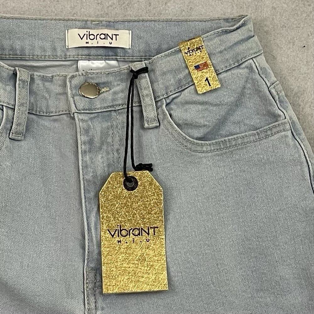 Vibrant Miu Jeans Womens W24 Light Wash Wide Leg High Rise Denim NWT - Picture 9 of 13
